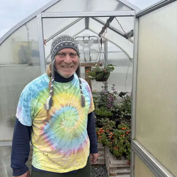 Bill, proud of his garden