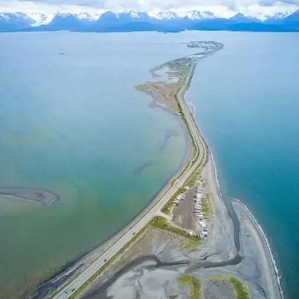 The Homer Spit from the air — 4.5 miles into Kachemak Bay