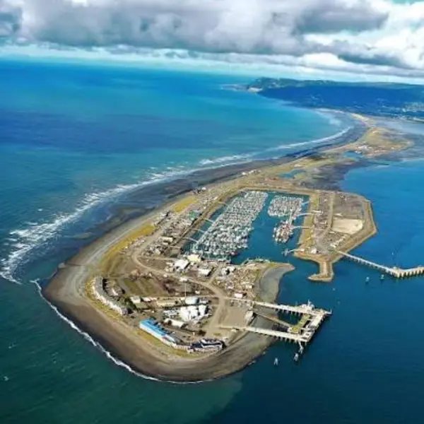 The small-boat harbor out at the end of the Spit