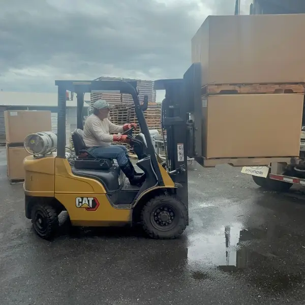 Loading frozen sockeye onto the trailer
